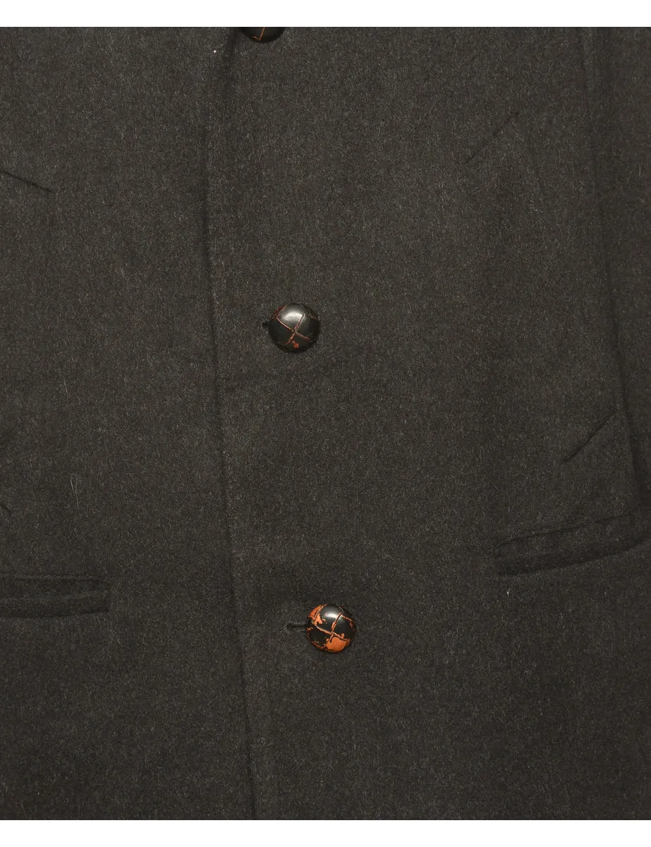 Black Wool Coat - L
