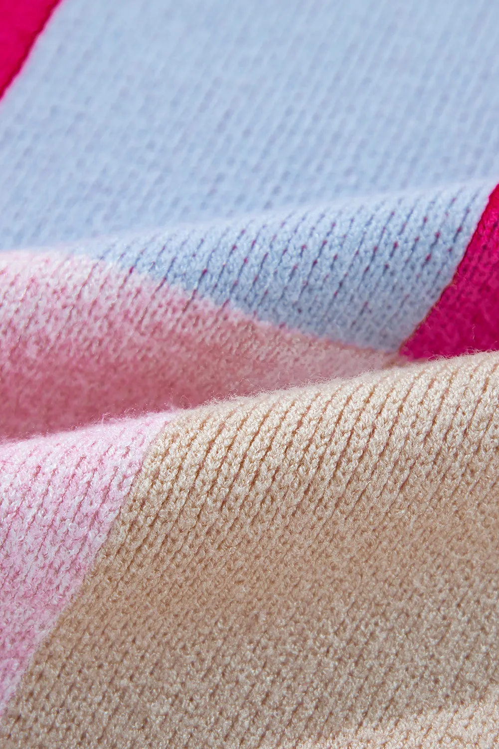 Color Block Crewneck Loose Fit Sweater
