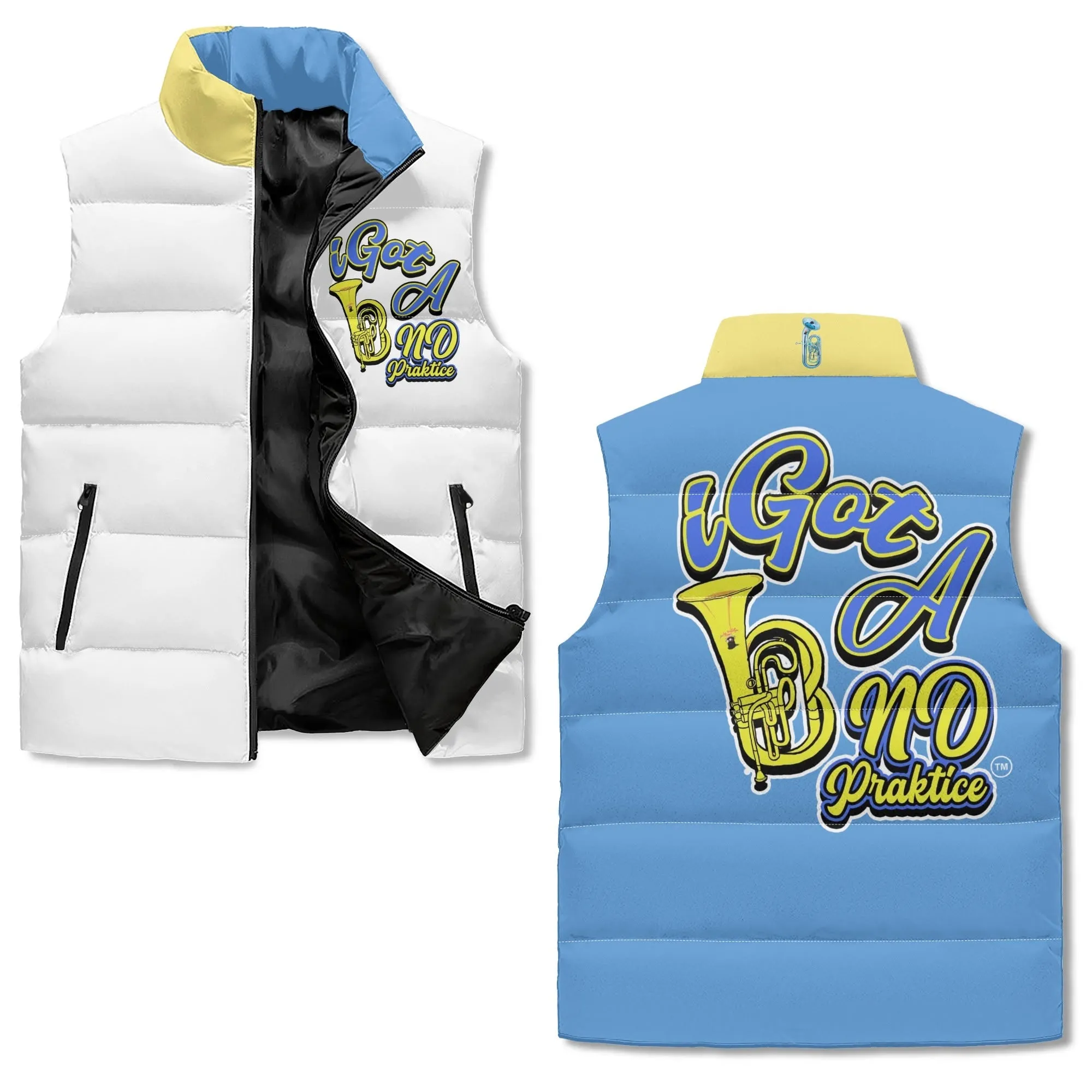 iGot Band Praktice Unisex Lightweight All Over Collar Zip Up Puffer Vest