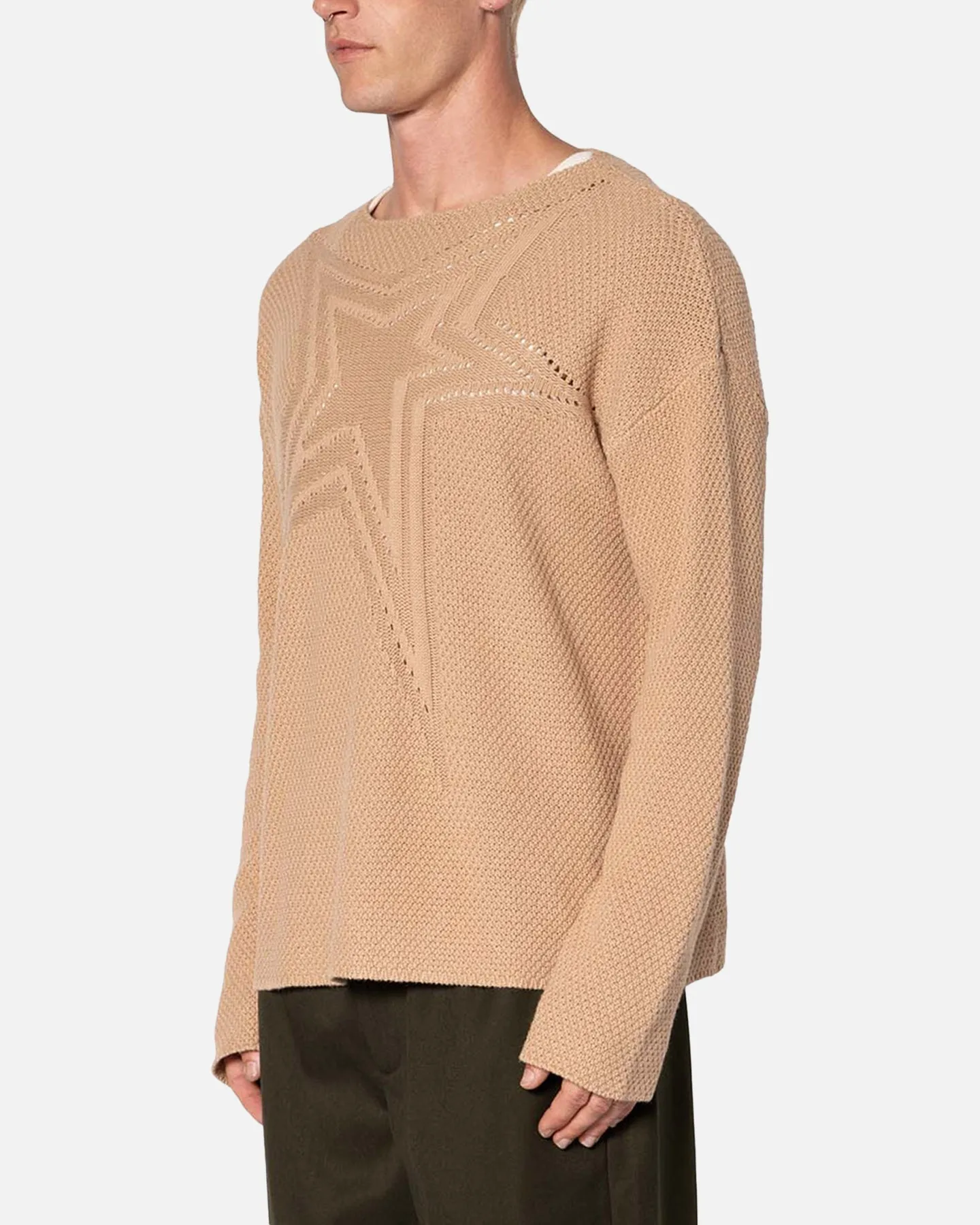 MNML Boat Neck Star Sweater Tan
