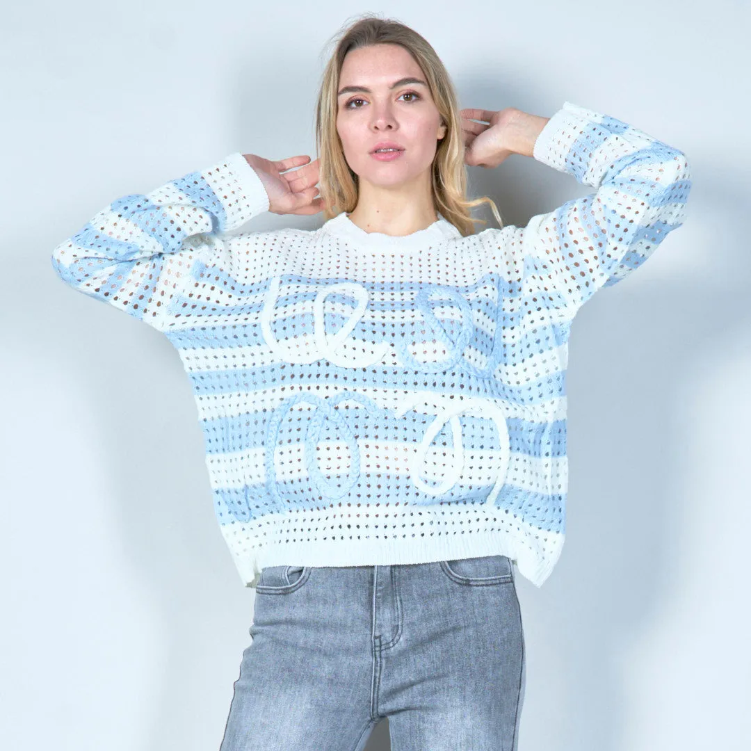 Open-knit sweater with bow detail design wholesale
