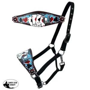 Showman ® Electric Aces Black Nylon Bronc Nose Halter