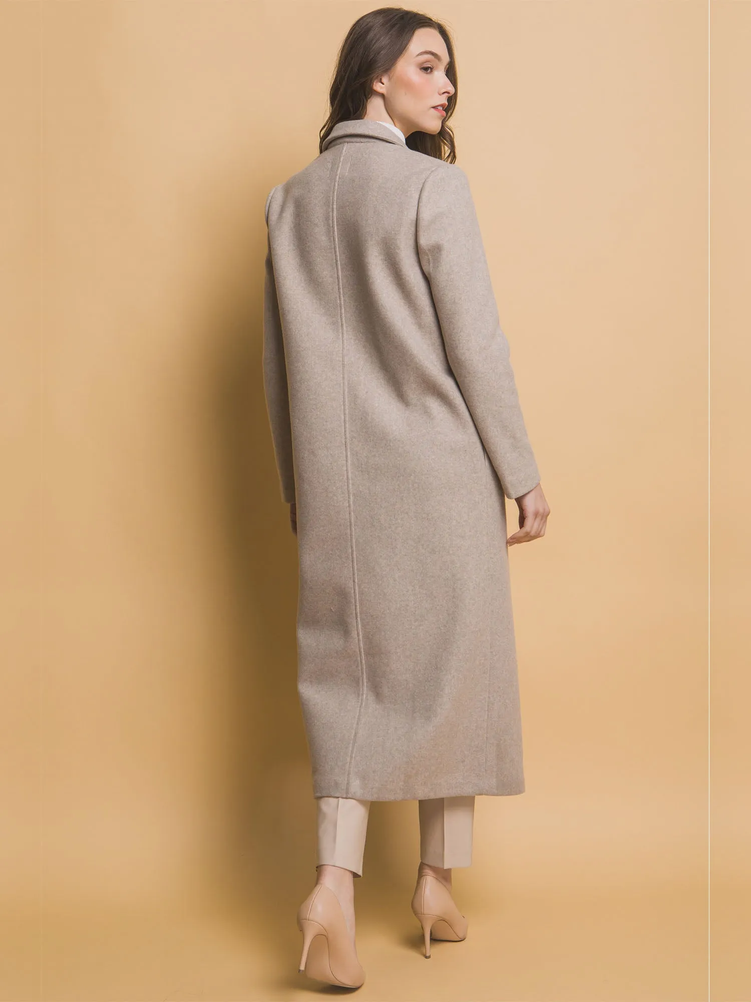 Single-Breasted Button-Front Long Coat