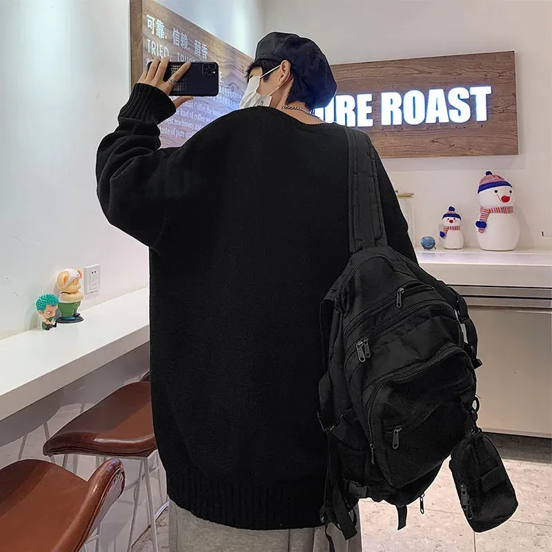 Toleet Y2K Street Style 2024 Autumn Winter New Men's Round Neck Warm Pullovers Male Solid Color Sweaters Tops Men Oversize Loose Knitted Tops S839
