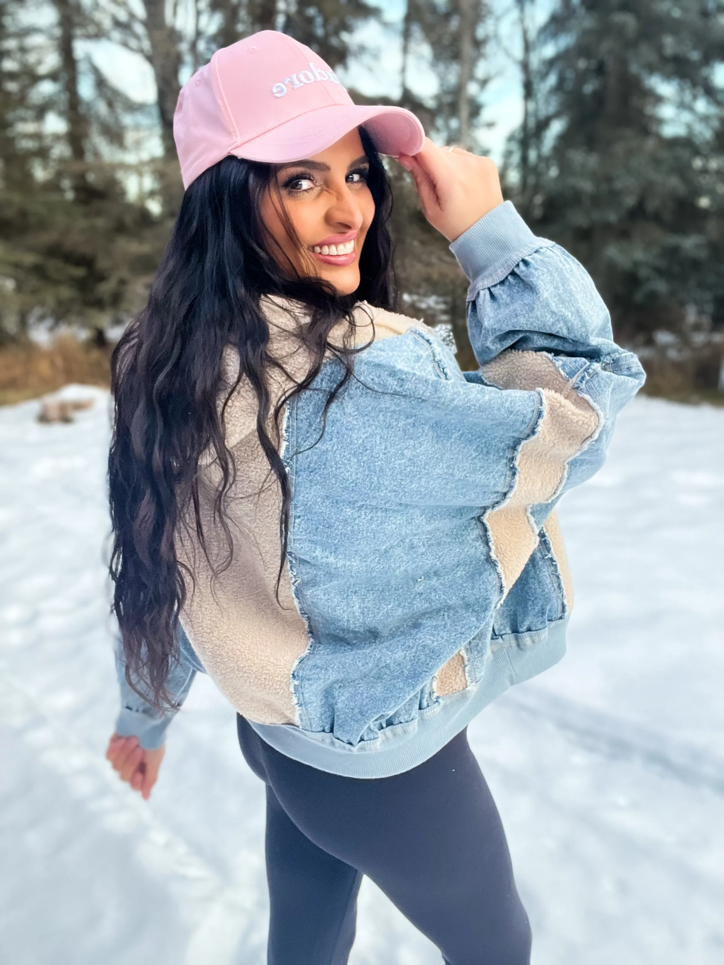 Tribeca Fleece Denim Mix Zip Up Hoodie